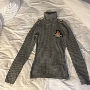 Manoush by Anthropology XS waffle knit grey sweater